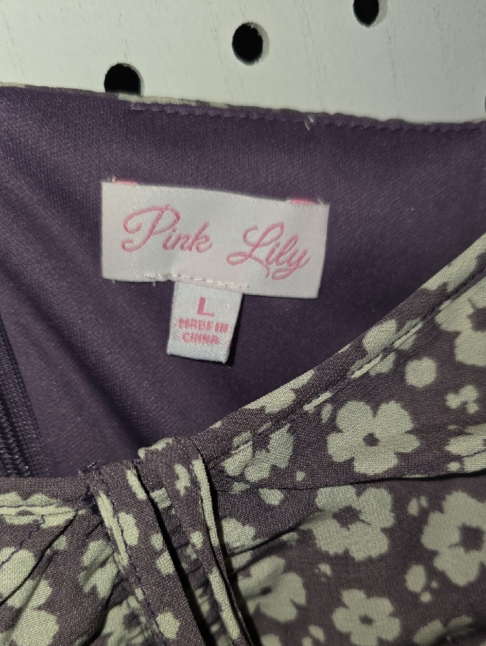 Pink Lily Lavender Floral Ruffle Mini Dress Large - Picture 2 of 8